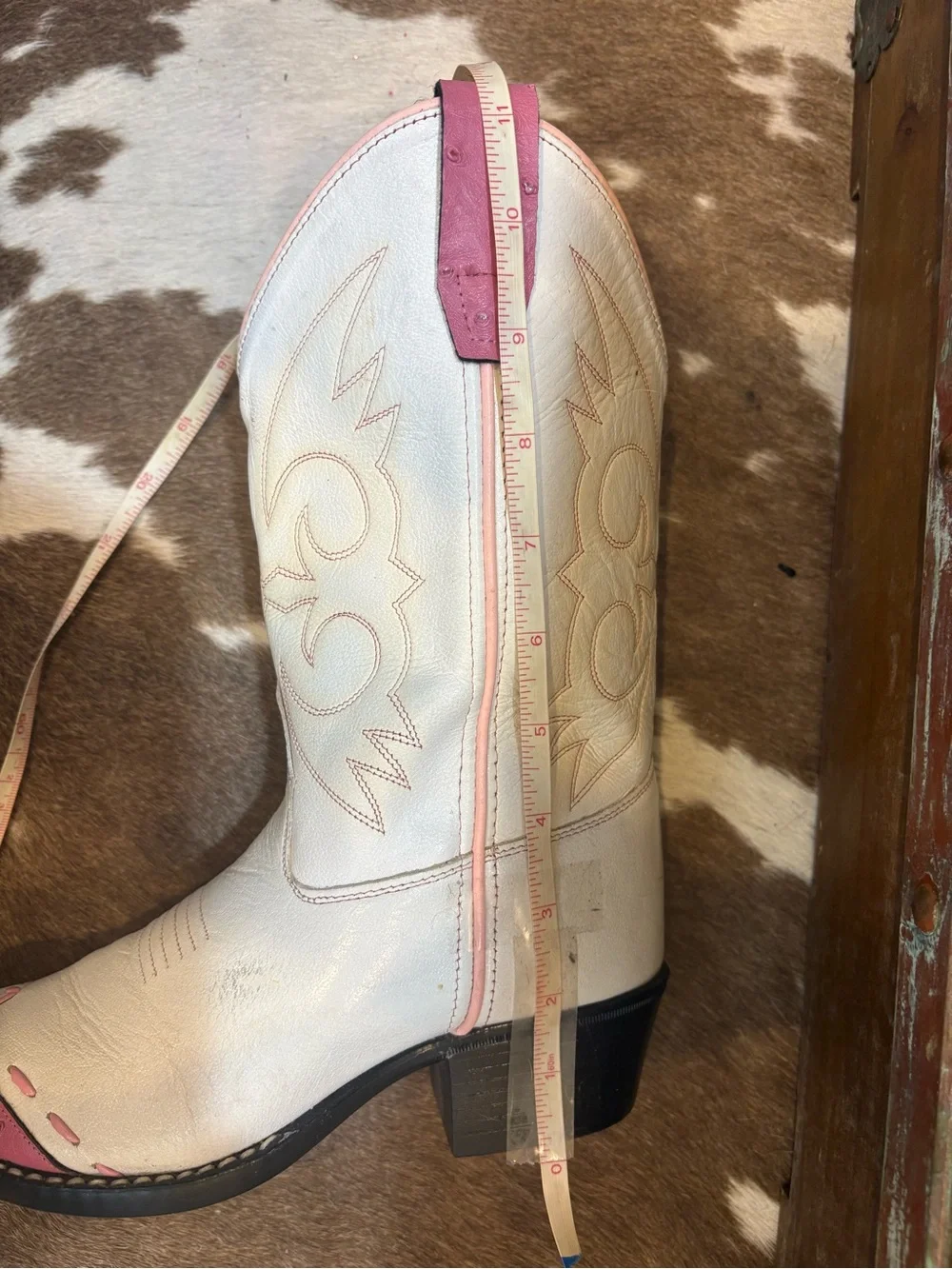 Old West White and Pink Girls' Western Cowboy Boots